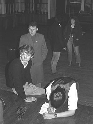 Mr John Wood, Brian and Glenn writing the Set List. 